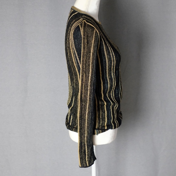 M Missoni Gold, Black, Striped, Knit Top - Picture 3 of 11